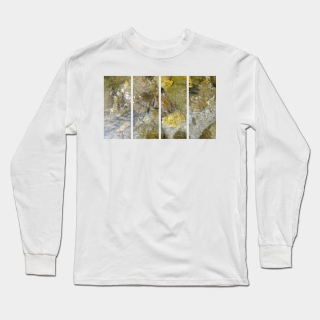 A static shot of a toad under the clear water of a mountain stream between rocks and stones; beautiful nature in a sunny day; no people around Long Sleeve T-Shirt by fabbroni-art